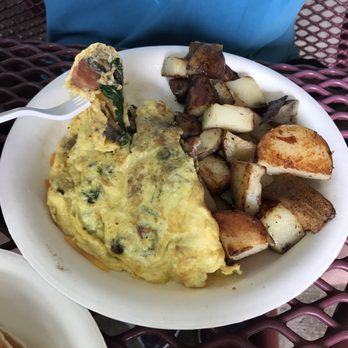 Koa Pancake House - Hubby got the Koa omelette. Portuguese sausage, mushrooms, spinach, and cheese. - Breakfast & Brunch Near Me - Honolulu, Hawaii Koa Pancake House - Hubby got the Koa omelette. Portuguese sausage, mushrooms, spinach, and cheese. - Breakfast & Brunch Near Me - Honolulu, Hawaii