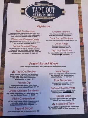 Menu photo 1 Tapt Out West Union, IA