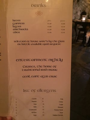 Menu photo 2 Cruises Pub & Restaurant Ennis, CE Menu photo 2 Cruises Pub & Restaurant Ennis, CE