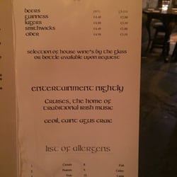 Cruises Pub & Restaurant - Menu drinks