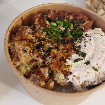 Unreal Poke - Large bowl, 2 large scoops and 1 side on rice - Poke Near Me - Arcadia, California Unreal Poke - Large bowl, 2 large scoops and 1 side on rice - Poke Near Me - Arcadia, California