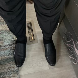 Pressed For Time Cleaners - I have never seen a cup not touch the shoe. Nice job you're an inch and a half short for the break in the pants leg.
