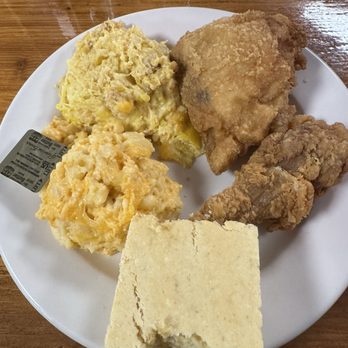 The Shack - Fried chicken lunch special with squash casserole and Mac n cheese - Southern Near Me - North Myrtle Beach, South Carolina