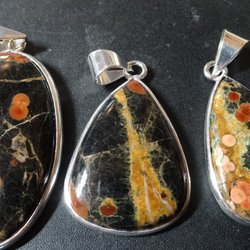 Heart Windows Art and Rock Shop - Peanut Obsidian silver plated pendants.