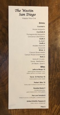Menu photo 4 The Westin Bar San Diego, CA