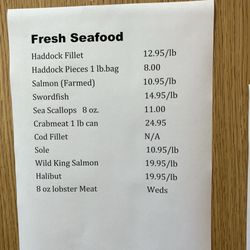 Tri-State Seafoods - Sample fresh seafood prices (good that day)