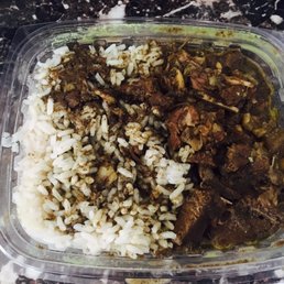 Curry Lamb & White Rice!  Wanted the spinach cook up but hey have sold that in awhile. But this dish will suffice