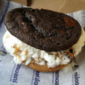 Insomnia Cookies - Cookiewich: sweet and salty pretzel ice cream between double chocolate chunk and chocolate chip cookies - Desserts Near Me - Norfolk, Virginia