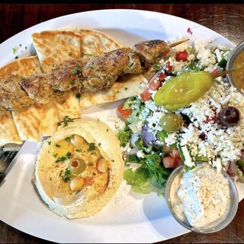 Odeh’s Mediterranean Kitchen - Chicken Kabob Skewer, Side Greek Salad, Pita Bread, Side of Hummus and tzatziki sauce - Mediterranean Near Me - High Point, North Carolina Odeh’s Mediterranean Kitchen - Chicken Kabob Skewer, Side Greek Salad, Pita Bread, Side of Hummus and tzatziki sauce - Mediterranean Near Me - High Point, North Carolina
