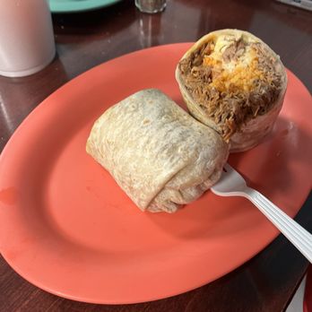 El Molcajete - Barbacoa Burrito added rice - Mexican Near Me - Joliet, Illinois