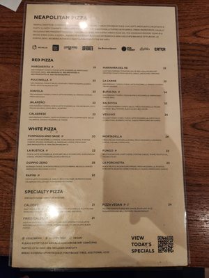 Menu photo 7 Doppio Zero San Carlos San Carlos, CA