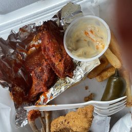 Spicy lemon pepper wings, and catfish, combo Spicy lemon pepper wings, and catfish, combo