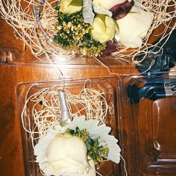 Fleurs Du Soleil - Corsage originally only had one big rose and the light green whiteish leaves. - Florists Near Me - Monterey, California Fleurs Du Soleil - Corsage originally only had one big rose and the light green whiteish leaves. - Florists Near Me - Monterey, California