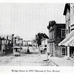 KickStart Kafe - 1892 photo of Bridge Street with Stella's on the left.