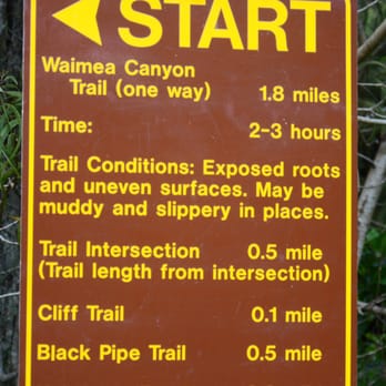 Puu Hinahina Lookout - Sign listing the Canyon Trail and others leading from the Puu Hinahina Lookout. - Parks Near Me - Waimea, Hawaii Puu Hinahina Lookout - Sign listing the Canyon Trail and others leading from the Puu Hinahina Lookout. - Parks Near Me - Waimea, Hawaii