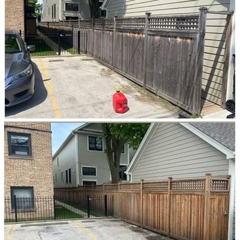 Xcellent Xteriors - Wooden fence was power washed and then stained by our expert team at Xcellent Xteriors Chicago: Before & After - Pressure Washers Near Me Xcellent Xteriors - Wooden fence was power washed and then stained by our expert team at Xcellent Xteriors Chicago: Before & After - Pressure Washers Near Me