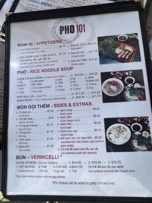 Menu photo 2 Pho 101 Westminster, CA