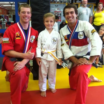West Coast Martial Arts - Declan at belt test, instructors SBN Tim and SBN Travid - Martial Arts Near Me - Gardnerville, Nevada
