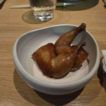 Kato - Course #6 Anchun - Quail, Soy Paste, Stone Fruit - Legs, 1 piece per person, love the smokeness!! - Taiwanese Near Me - Los Angeles, California Kato - Course #6 Anchun - Quail, Soy Paste, Stone Fruit - Legs, 1 piece per person, love the smokeness!! - Taiwanese Near Me - Los Angeles, California