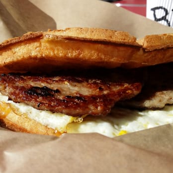 Bruxie - Sausage and egg special inside a waffle - Breakfast & Brunch Near Me - Brea, California Bruxie - Sausage and egg special inside a waffle - Breakfast & Brunch Near Me - Brea, California
