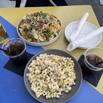 The Naughty Fox - Bacon Mac and cheese and ahi tuna nachos. - New American Near Me - Avalon, California The Naughty Fox - Bacon Mac and cheese and ahi tuna nachos. - New American Near Me - Avalon, California