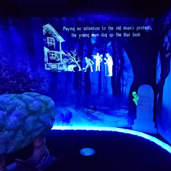 Cryptid Mountain Miniature Golf - Some of the decorations are projections which change - Mini Golf Near Me - Morgantown, West Virginia