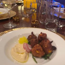 Fyusion Dining - Chinese Shrimp and Crab Fritters Garlic Aioli, cornmeal masa