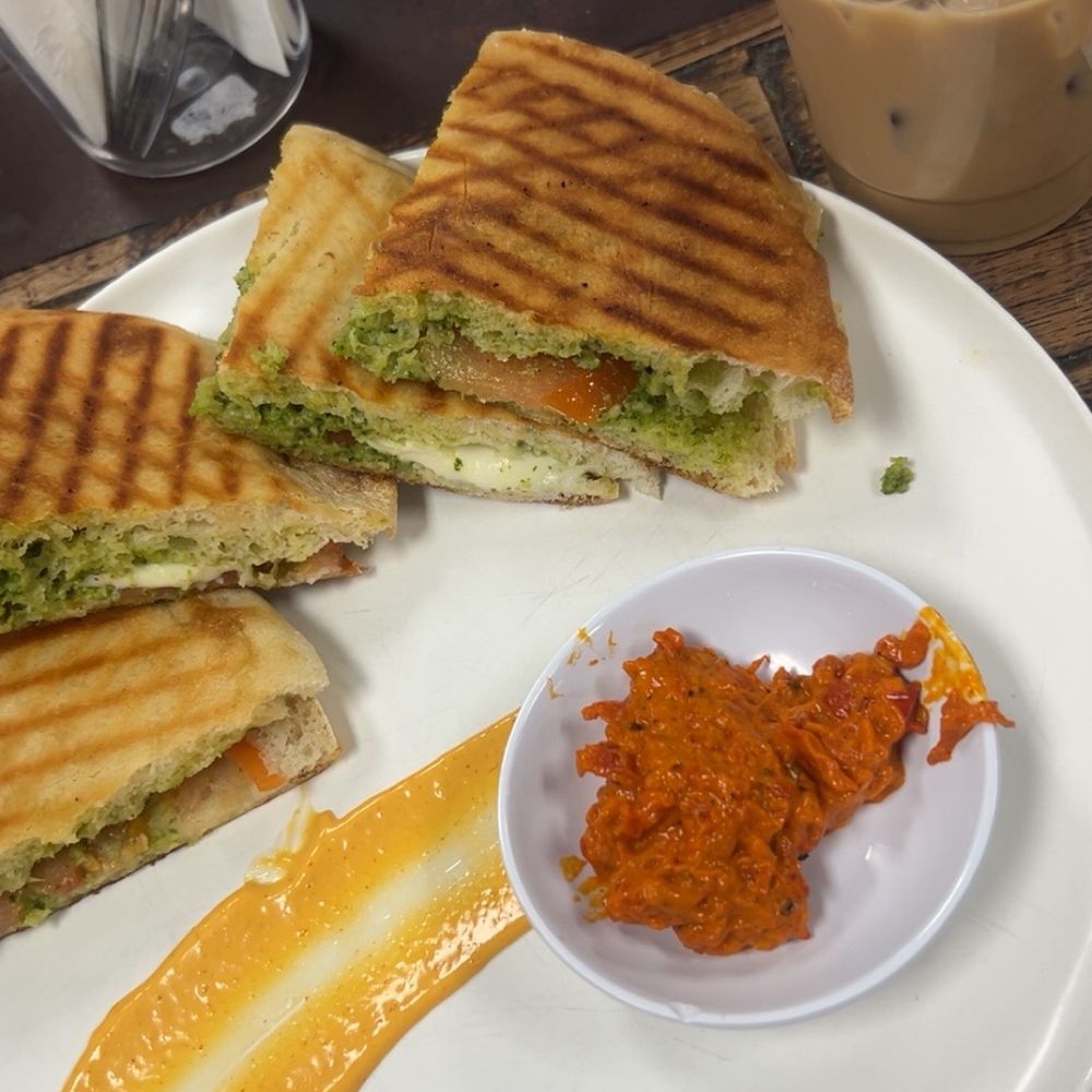 Mika's - Caprese panini | Grilled & Toasted menu | Iced vanilla latte with oat milk - Cafes Near Me - San Marcos, California Mika's - Caprese panini | Grilled & Toasted menu | Iced vanilla latte with oat milk - Cafes Near Me - San Marcos, California