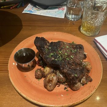 Angeline's - Steak with fingerling potatoes with a balsamic Demi glaze. - Italian Near Me - Charlotte, North Carolina Angeline's - Steak with fingerling potatoes with a balsamic Demi glaze. - Italian Near Me - Charlotte, North Carolina