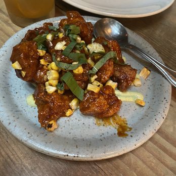 Lechon - Peruvian Fried Chicken Bites. Loved the touch of fresh basil. Was not too spicy - Tapas Bars Near Me - Portland, Oregon Lechon - Peruvian Fried Chicken Bites. Loved the touch of fresh basil. Was not too spicy - Tapas Bars Near Me - Portland, Oregon
