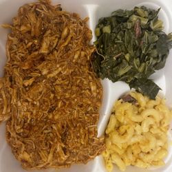 Wings & Turkey BBQ - Chopped Turkey BBQ Plate Mac n Cheese Collard greens