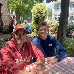 On the patio with one of my rookie firefighters, who is all grown up now lol