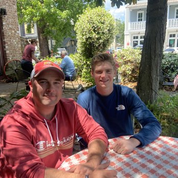 Bluffton BBQ - On the patio with one of my rookie firefighters, who is all grown up now lol - Barbeque Near Me - Bluffton, South Carolina