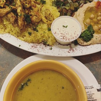 Cedar Mediterranean Grill - Chicken Shawarma plate  Lentil Soup - Mediterranean Near Me - San Antonio, Texas