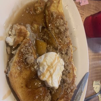 Abracadabra's Twin Falls - Peach cobbler French toast - Breakfast & Brunch Near Me - Twin Falls, Idaho Abracadabra's Twin Falls - Peach cobbler French toast - Breakfast & Brunch Near Me - Twin Falls, Idaho