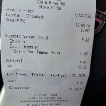 Salad and Go - Receipt for Salad - Salad Near Me - Tucson, Arizona