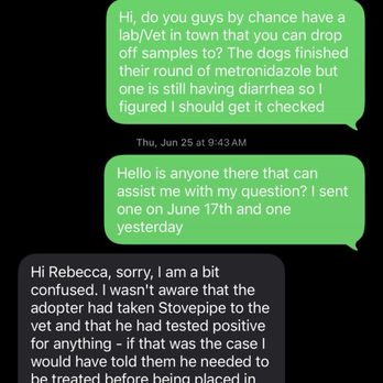 Doggie Protective Services - Proof of lack of communication so I got a dog with giardia and cryptosporidium - Pet Adoption Near Me
