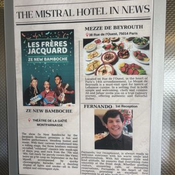 Hotel Mistral - Elevator flyer. Fernando checked us in! - Hotels Near Me - Paris, 75 Hotel Mistral - Elevator flyer. Fernando checked us in! - Hotels Near Me - Paris, 75