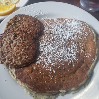 Famous Toastery Ballantyne - Raspberry Walnut Pancakes with turkey sausage - Breakfast & Brunch Near Me - Charlotte, North Carolina Famous Toastery Ballantyne - Raspberry Walnut Pancakes with turkey sausage - Breakfast & Brunch Near Me - Charlotte, North Carolina