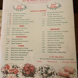 No 1 Chinese Restaurant - Menu 10/1/2024