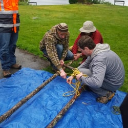 Coast Wilderness Medical Training - Stretcher building Kieran showing us the ropes   Hehe