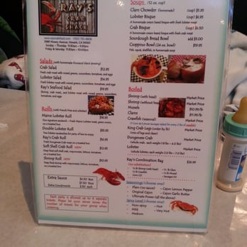 Ray's Crab Shack - Menu - front - Seafood Near Me - Newark, California