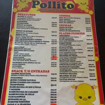 El Pollito - Menu - Page 1 - Mexican Near Me - La Peñita de Jaltemba, NAY
