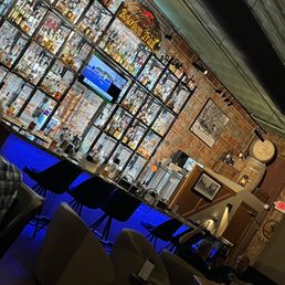a bar with blue lighting a bar with blue lighting