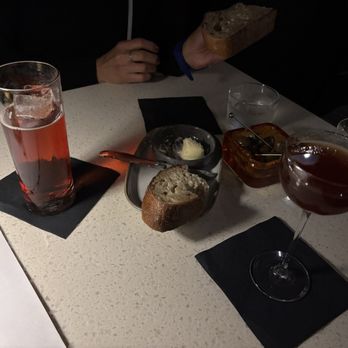 P10NEER - Rob Roy in small glass, Slow Gin Fiz, bread and olives: - Speakeasies Near Me - Costa Mesa, California P10NEER - Rob Roy in small glass, Slow Gin Fiz, bread and olives: - Speakeasies Near Me - Costa Mesa, California
