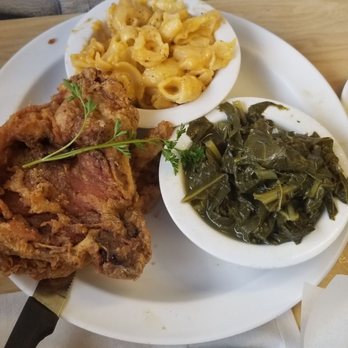 The Serving Spoon - Pork Chop dinner with greens and mac cheese! - Breakfast & Brunch Near Me - Inglewood, California