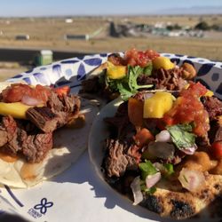 Albertsons - The finished product. Racetrack mango asada tacos. Great!