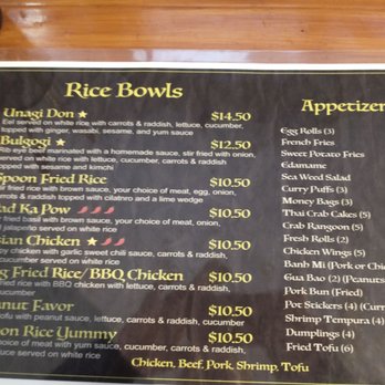 Spoon - Counter menu - rice bowls and appetizers - Thai Near Me - Richmond, Virginia