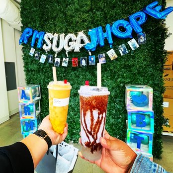 DRIP TEA - Fear of POG (L) and Babycat (R) both with crystal boba - Bubble Tea Near Me - Seattle, Washington