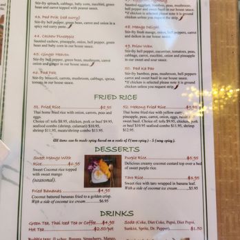 Thai Mekong - Stir fry dishes, fried rice, desserts and drinks menu (10/6/23). - Thai Near Me - Graham, Washington Thai Mekong - Stir fry dishes, fried rice, desserts and drinks menu (10/6/23). - Thai Near Me - Graham, Washington